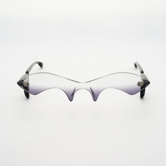 black acetate temples with grey gradient nylon one-piece lens front