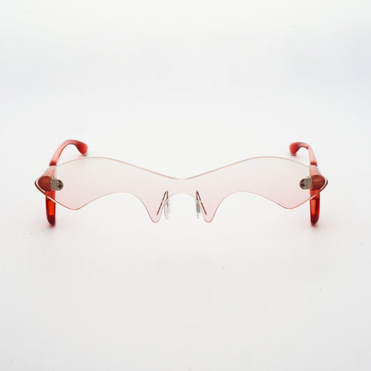 red jelly colour acetate temples with red gradient nylon one-piece lens front
