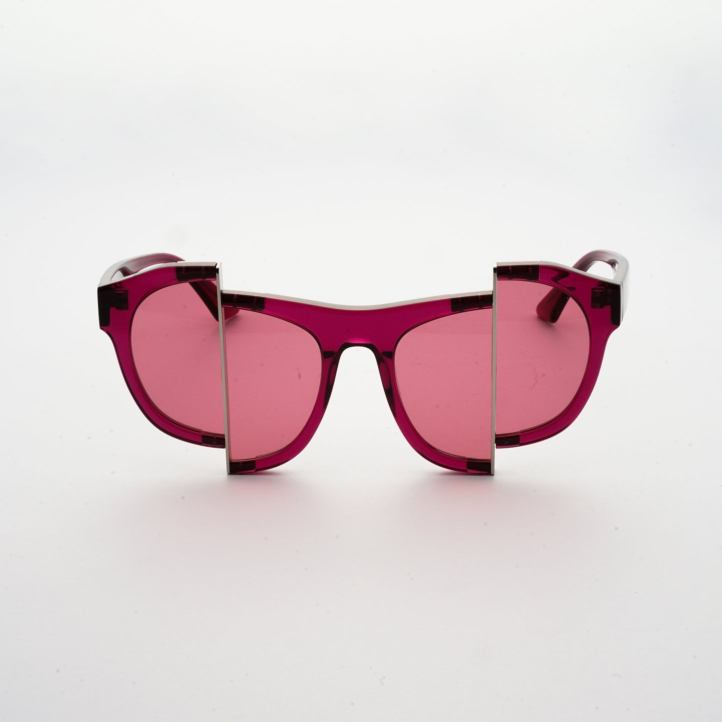 berry red jelly colour acetate frame with matching colour split polaroid lens front